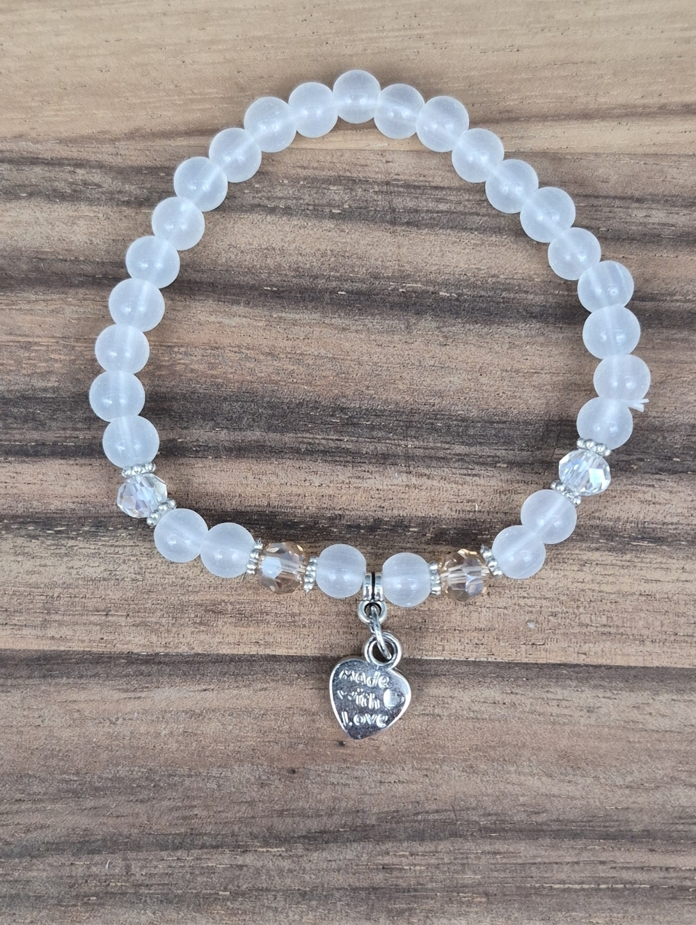 🩷3 for $15: 3 White, Clear & Silver Stretchy Bracelets with 2 Charms NWOT - Picture 4 of 4